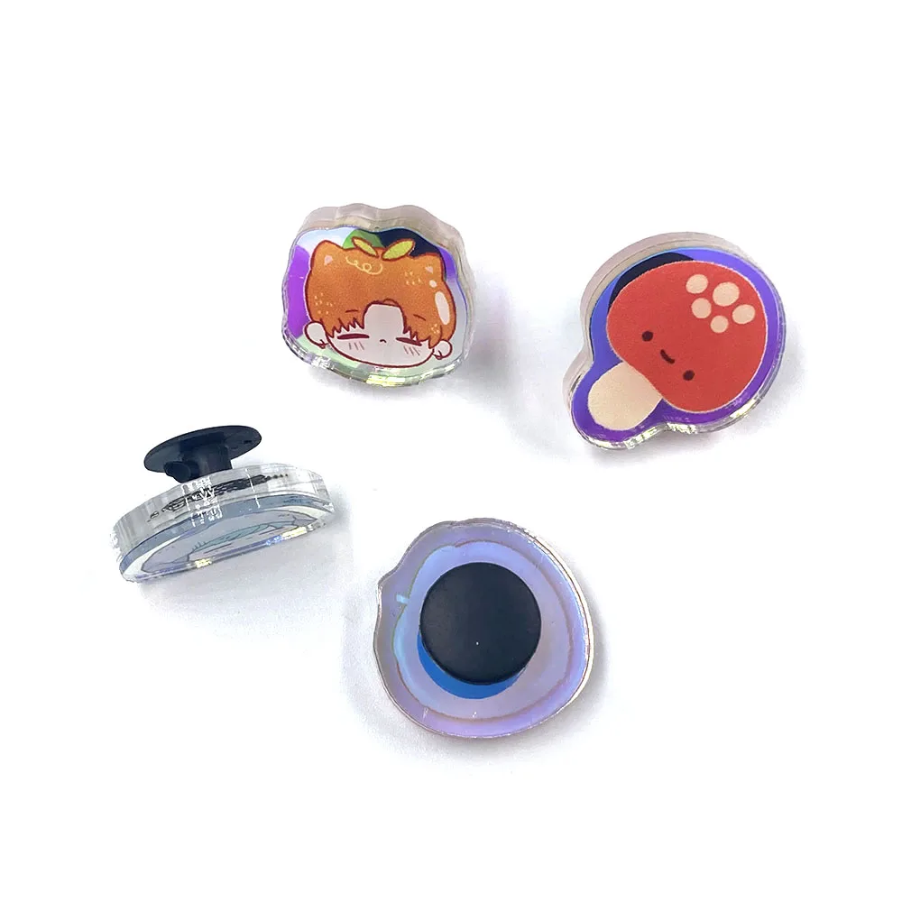 Custom wholesale rainbow hologram clog charm acrylic shoe pins