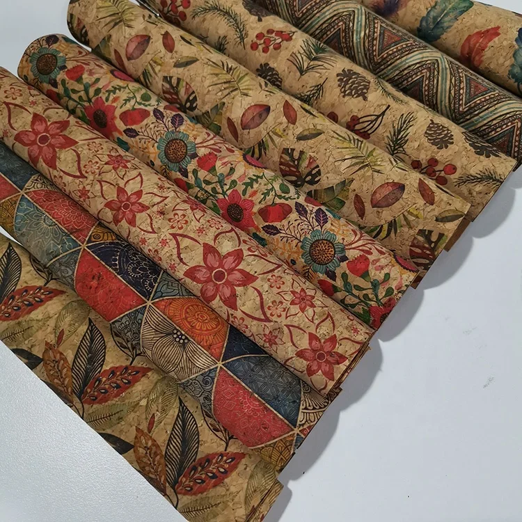 0.4mm ECO-friendly New colorful Printed Natural cork leather for wallet