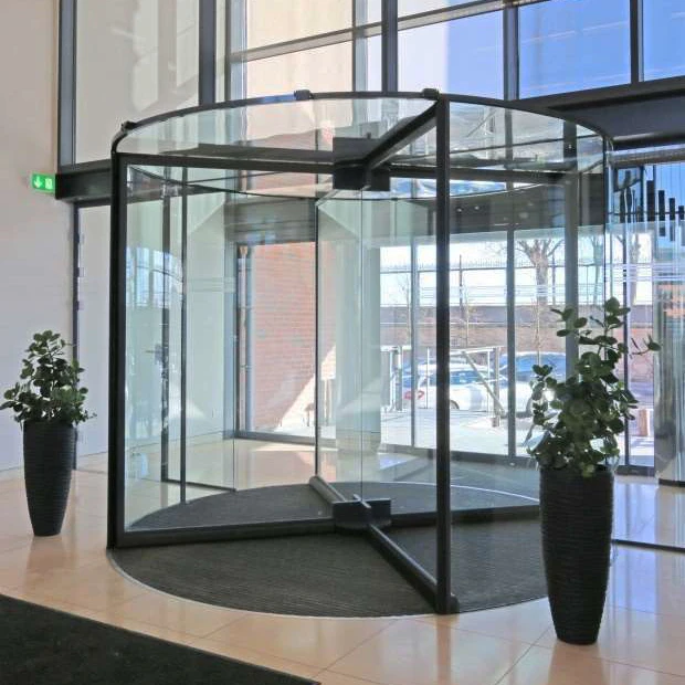 Automatic Revolving Crystal Glass Auto Doors For Office Electrical All-glass Rotating Door