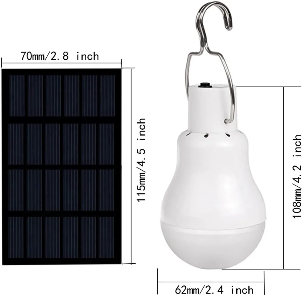 Outdoor Camping Solar Panel Powered Bulb LED Light For Home Indoor