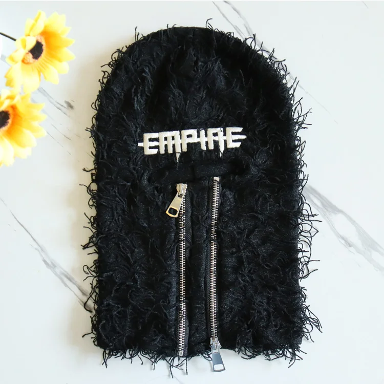 Wholesale Balaclava Custom Logo Distressed Ski Mask Balaclava Designer Winter Knit Full Face Cover