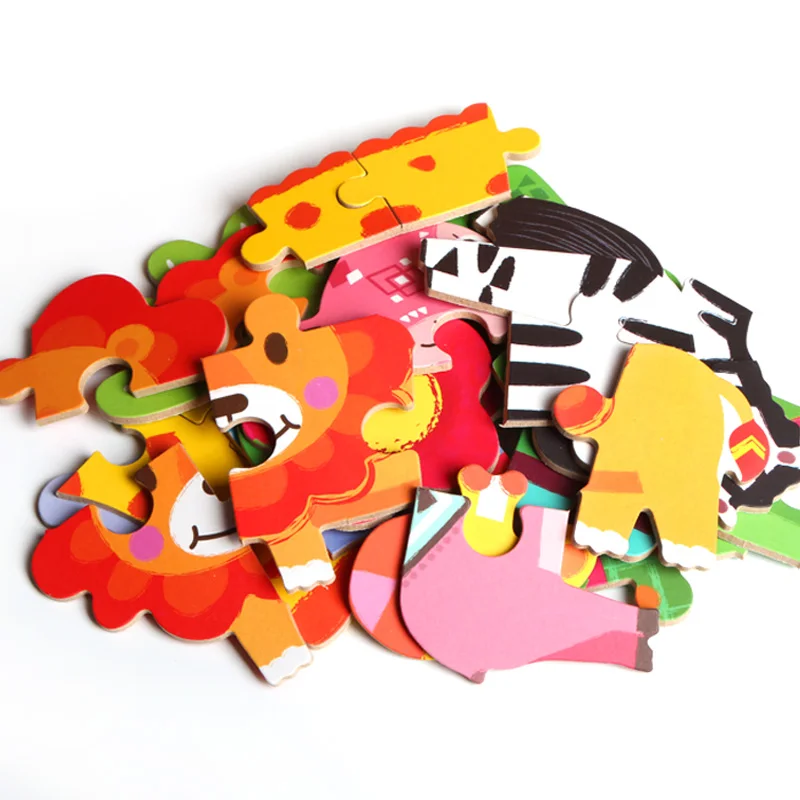 Factory directly sell jigsaw puzzle wood animals educational puzzles for kids wooden 3d puzzles montessori game toys