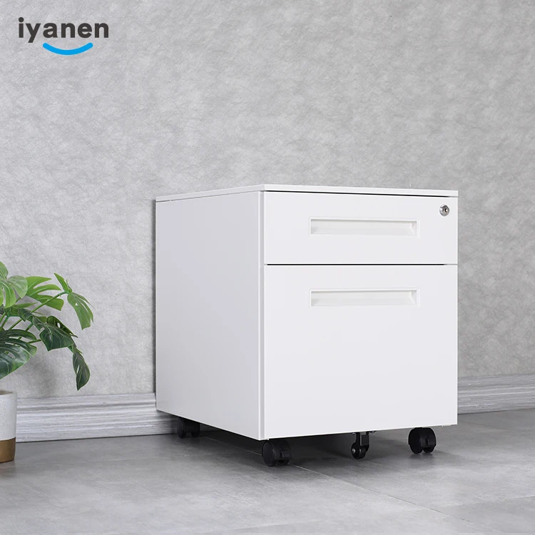Wholesales modern RAL 7037 side open storage cabinet small 2 drawers steel mobile pedestal storage metal file drawer cabinet