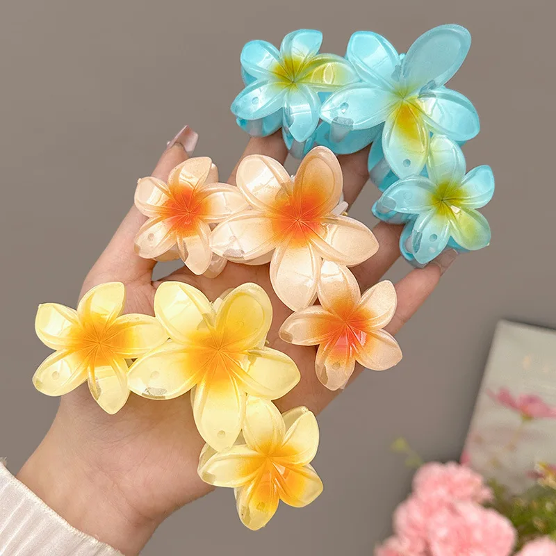 Factory Wholesale 11cm  Candy Color Plastic Flower Hair Claw Clips Large Hair Claws For Women Girl