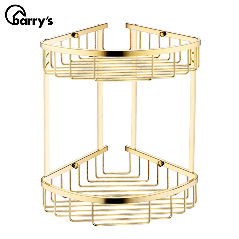 All Copper Triangle Antique Mesh Basket Double Bathroom Bathroom Corner Rack Bathroom Golden Shelf