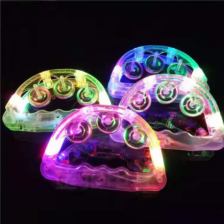 3 PCS Wholesale Led Music Flashing Tambourine Colorful Hand-held Light Up Toys Bar Party Cheer Atmosphere Hand Shake Flash Bell