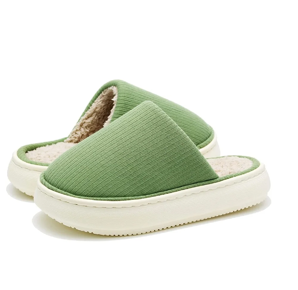 FREE SAMPLE Fluffy Slippers for Women Memory Foam Fuzzy Slippers Knit Non Slip Thick Sole Warm Bedroom House Slippers EVA 1pairs