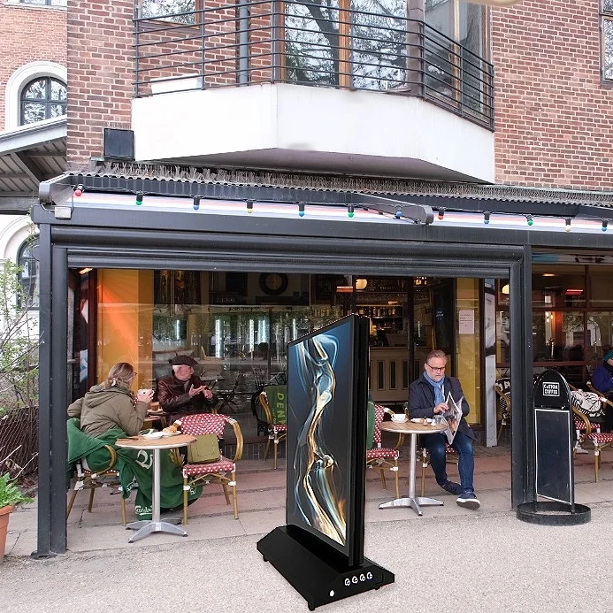 43 Inch Outdoor Ip65 Lcd Digital Signage 2000 Nits Battery Powered Dual Side Floor Standing Lcd Digital Signage Display