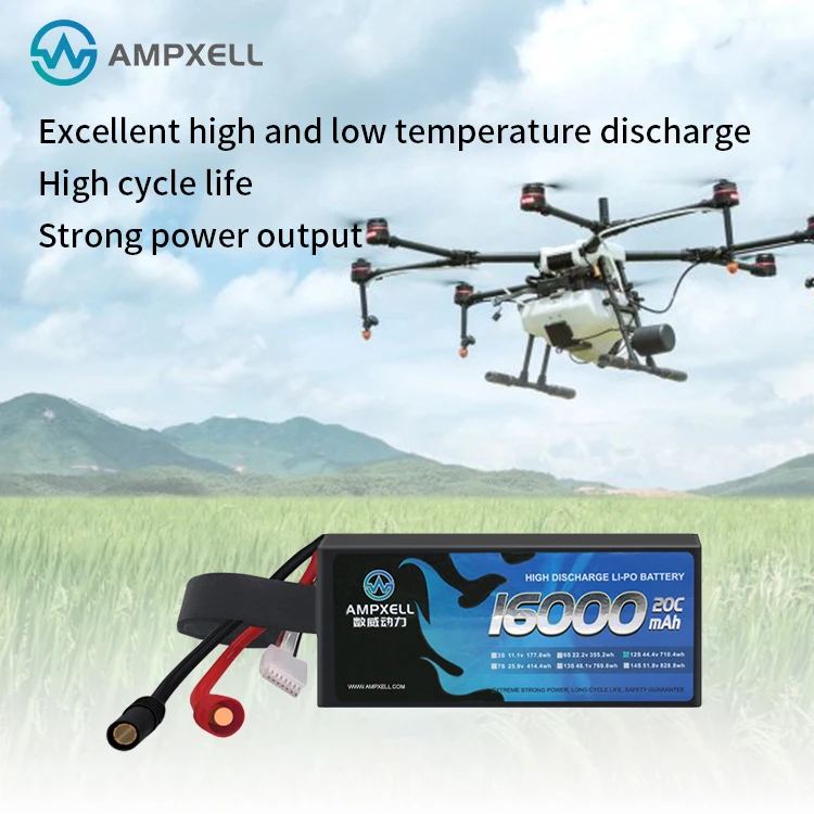 16000 мАч 44 4 В 12S литий-полимерная аккумуляторная батарея 18C для сельскохозяйственного дрона БПЛА