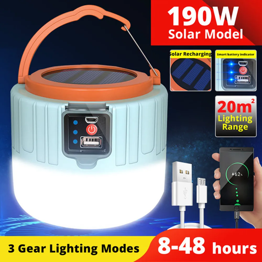 Wholesale price Rechargeable Solar LED Camping Lantern Outdoor guangdong solar lamp 3 models Hanging Lantern Tent Light