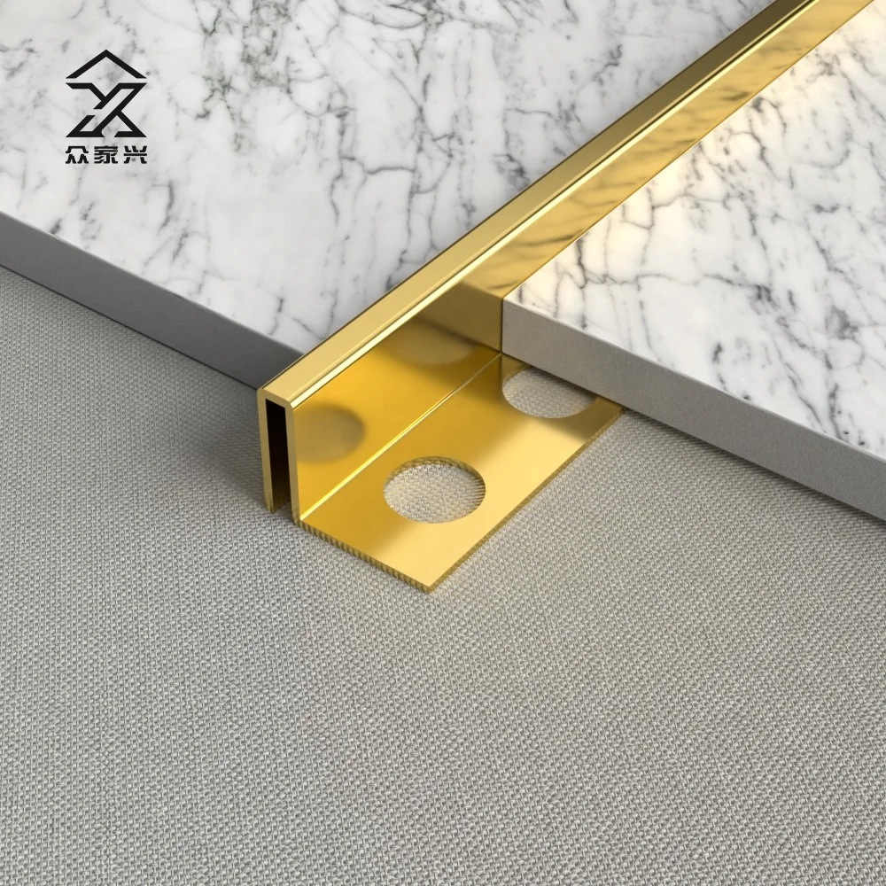 High Quality Flexible Golden Metal Tile Profile Wall Edge Gold Tile Trim Ss304 Stainless