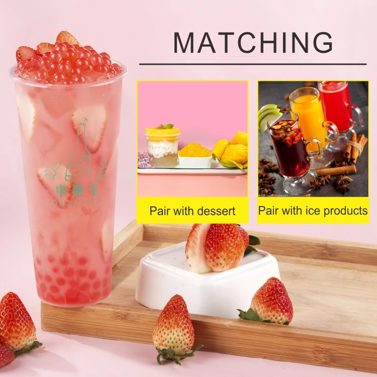 1KG Instant Strawberry Crystal Boba konjac jelly for bubble tea or cake