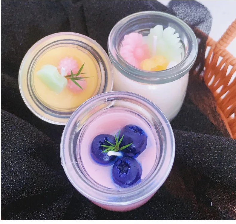 Custom Pudding Dessert Creative Cereal Candles Decoration Food Shape Theme Scented Candles Soy Wax in Glass Jar