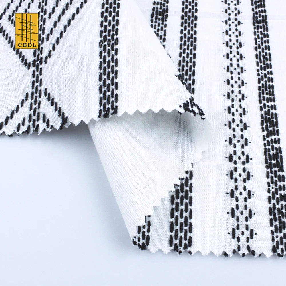 Factory High Quality Cotton Yarn Dyed Jacquard Fabric Soft Pure 100% Cotton Yarn Dyed Jacquard Stripe Fabric For Dress GOTS