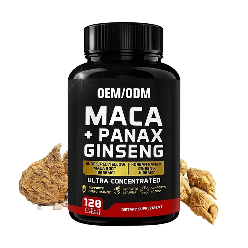 Maca Root Capsules Gelatinized Yellow Red & Black Powder Blend Organic & Vegan Certified Supplement For Men And Women