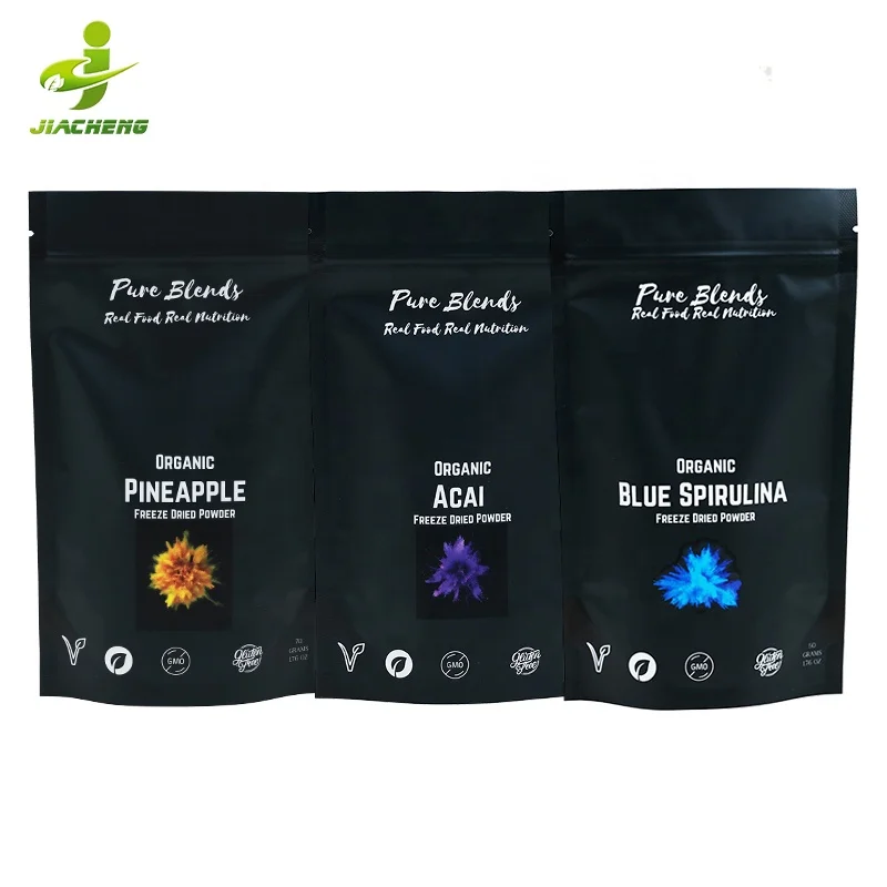 Custom Printed Zipper Mylar Bags Food Packaging Freeze Dried Fruits Powder Ziplock Stand Up Pouch