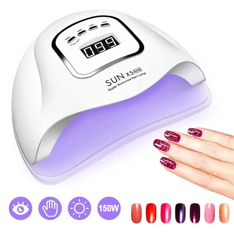 UV LED Nail Lamp 150W Professional Nail Dryer for Gel Nail Polish Curing Lamp with 4 Timer Setting Automatic Sensor LCD Display