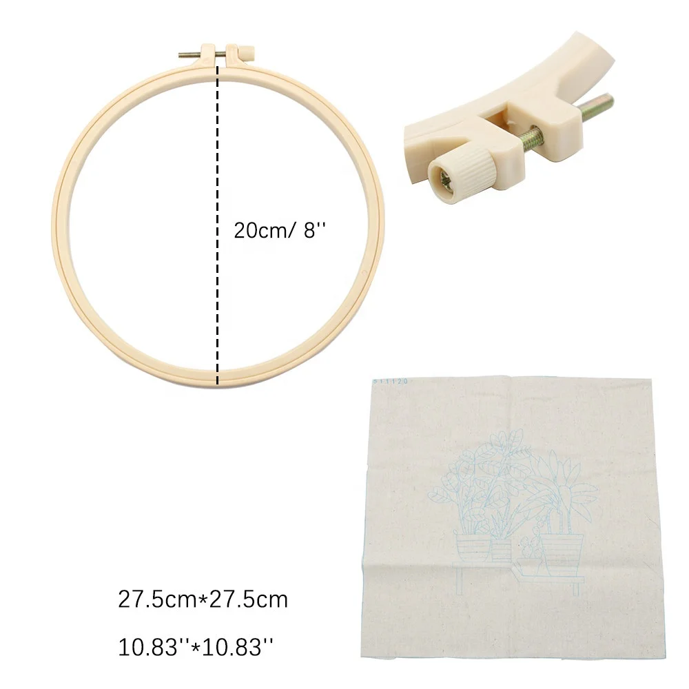 
Hot Design DIY Handmade Embroidery Kit With Green Plant Flowers Pattern Printed Embroidery Cloth Threads Tools Kit 