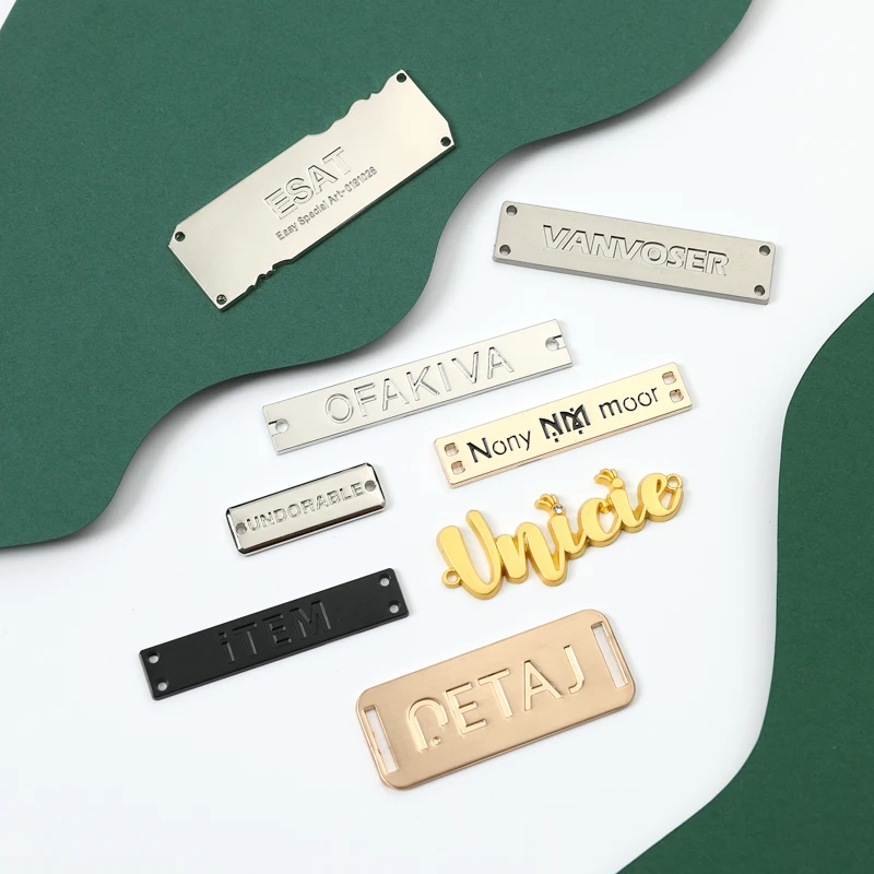 Metal Logo Label Clothing Metal Plate Logo Sew Clothing Label Personalized Metal Labels for Clothes or Bags