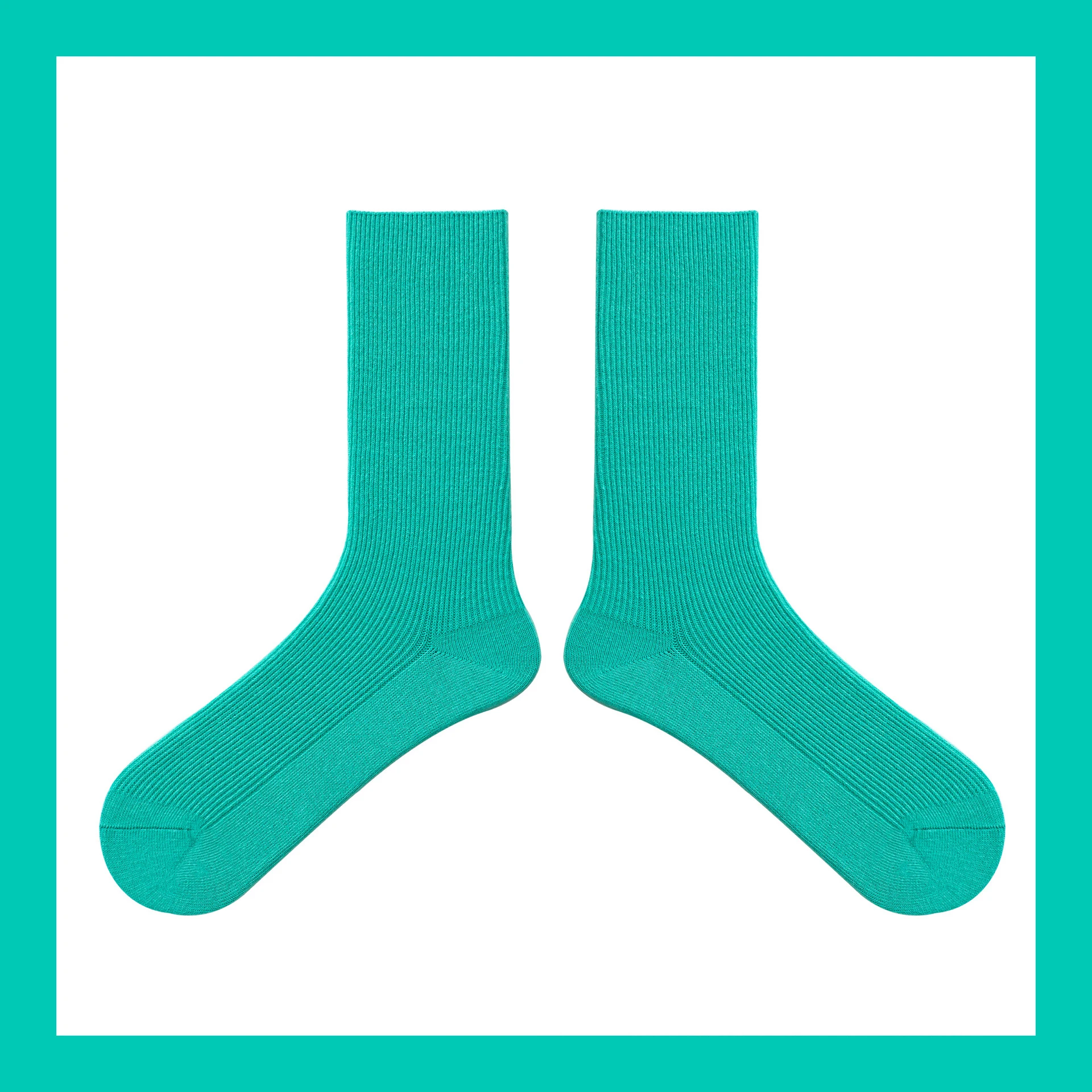 Casual colorful solid colors soft breathable girl tube socks klein blue knitted cotton ankle women socks