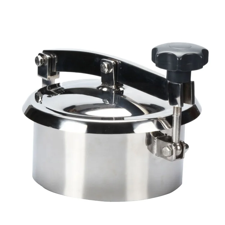 Food Grade Sanitary Stainless Steel 304 316L Rounded Tank Manhole Cover With Pressure