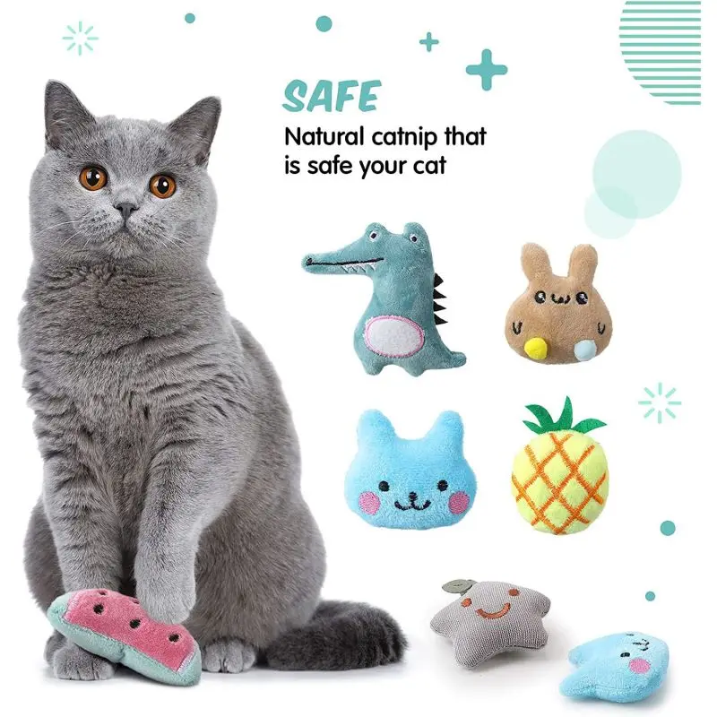 Best Selling Cute Shape Design Chew Plush Interactive Catnip Toys for Indoor Cats Kitten Pillow Toys