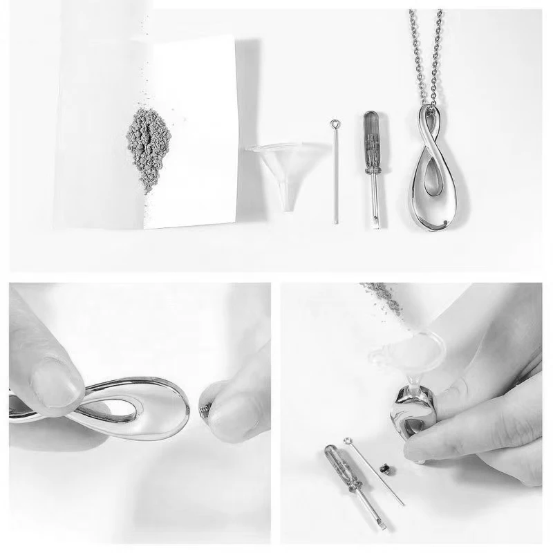 Perfume Essentials Oil Infinity Necklace Keepsake Pendant Forever Memorials Urn Pendant Stainless Steel Cremation Jewelry