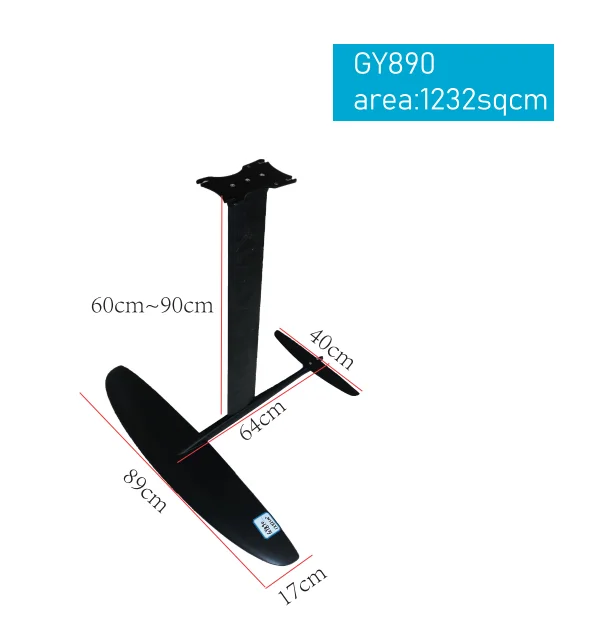 New hydrofoil GY890 Small area front wing 1232sqcm Surf kit Outdoor Sports All carbon hydrofoil aluminium alloy mast wing foil