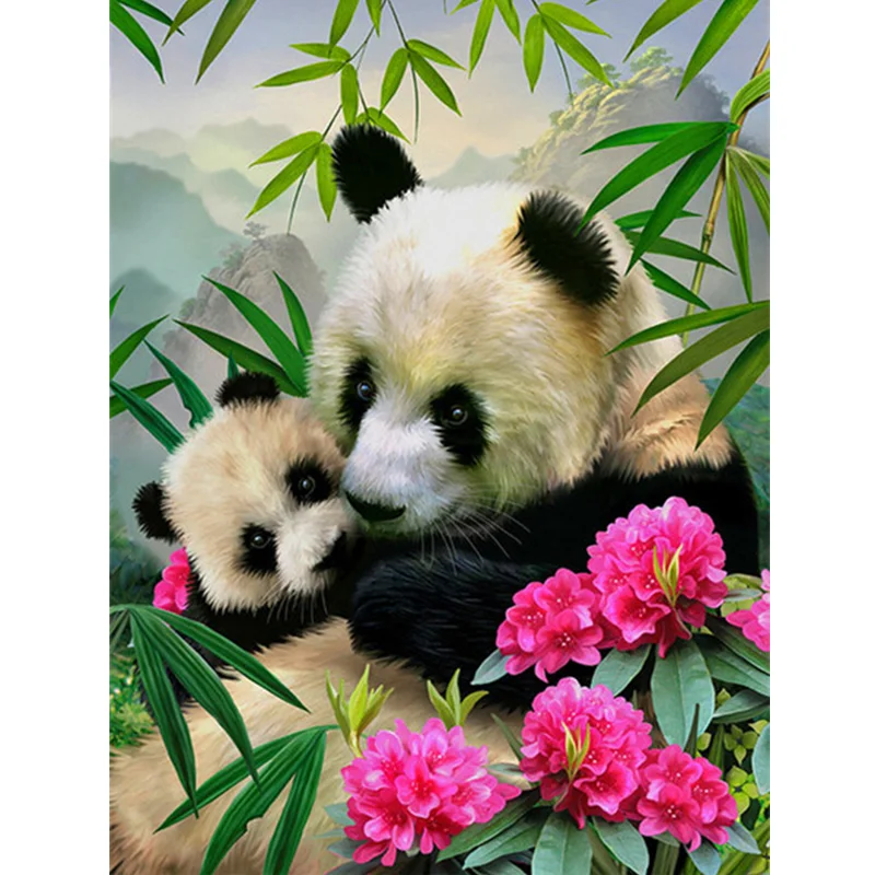 Latest Huacan 5d Diamond Art Painting Kits Panda Wholesale Diamond Mosaic Full Animal Modern Fashion