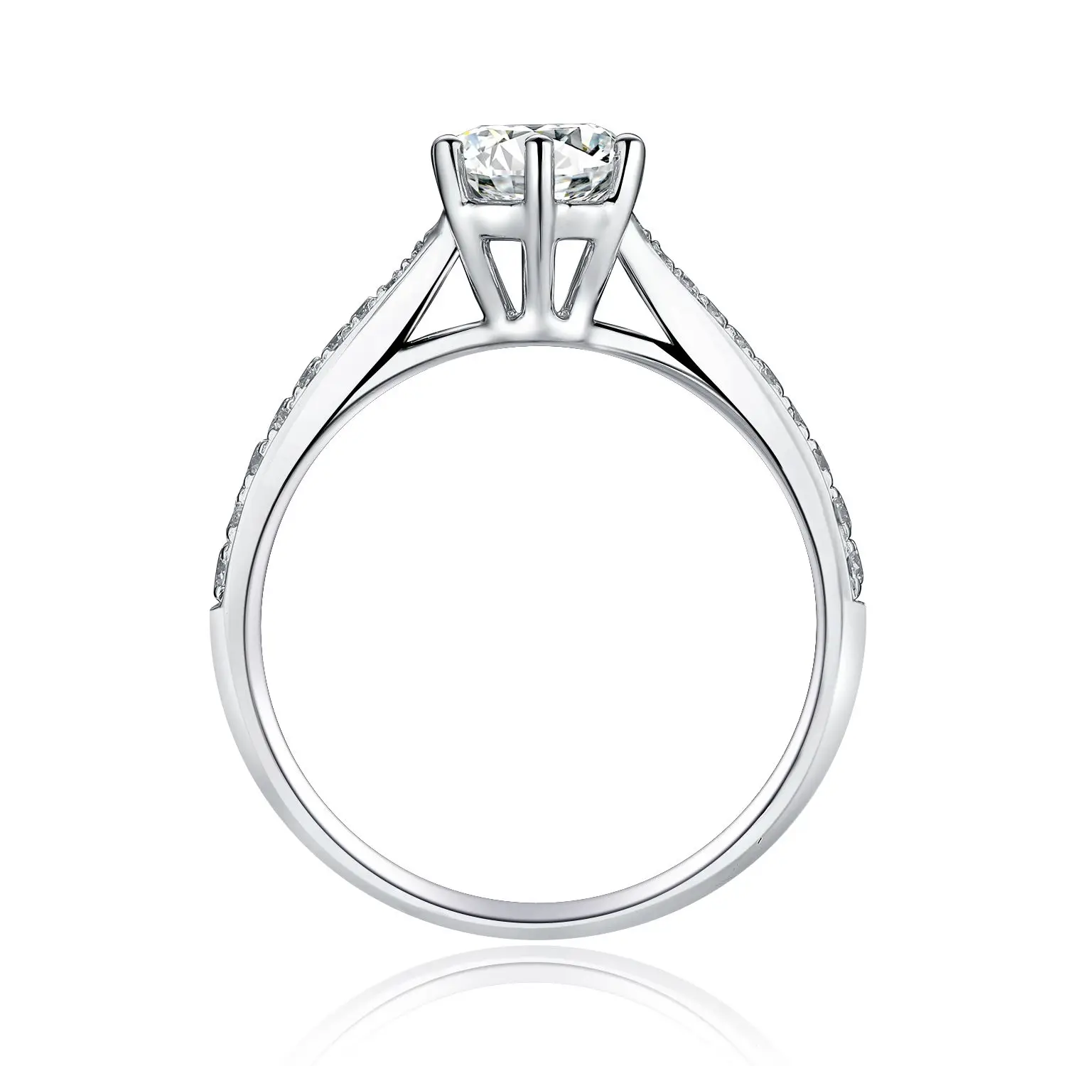 Classic 6 Claw Style Pave Shank Lab Grown Diamond 0.6ct 0.7ct 0.8ct Solitaire Ring 10K 18K Pure Gold Bridal Engagement Ring
