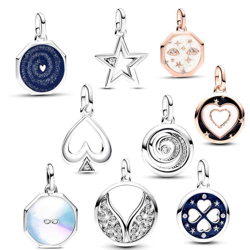 925 Silver ME Sparkling Star Lucky Spade Heart Eyes Infinite Medallion Charm Beads Fit Original Pan DIY ME Bracelet Fine Jewelry