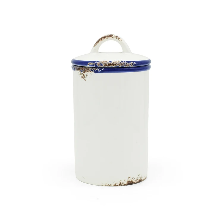 Wholesale White  7.5 inch kitchen porcelain enamel food storage jar double ginger suger tea Home goods canister