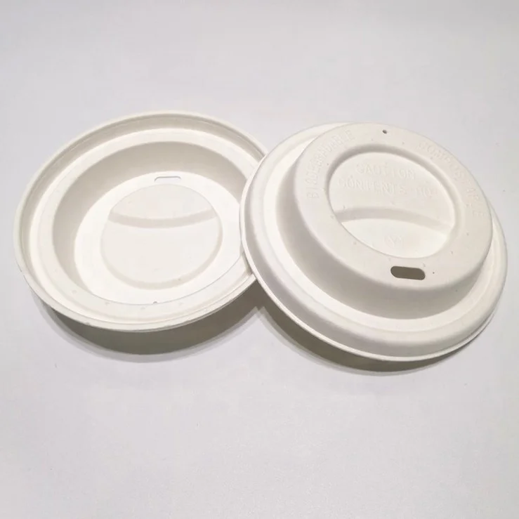 80mm Sugarcane Bagasse Cup Lid One-use Paper Lid Biodegradable Bagasse Coffee Cup Lid
