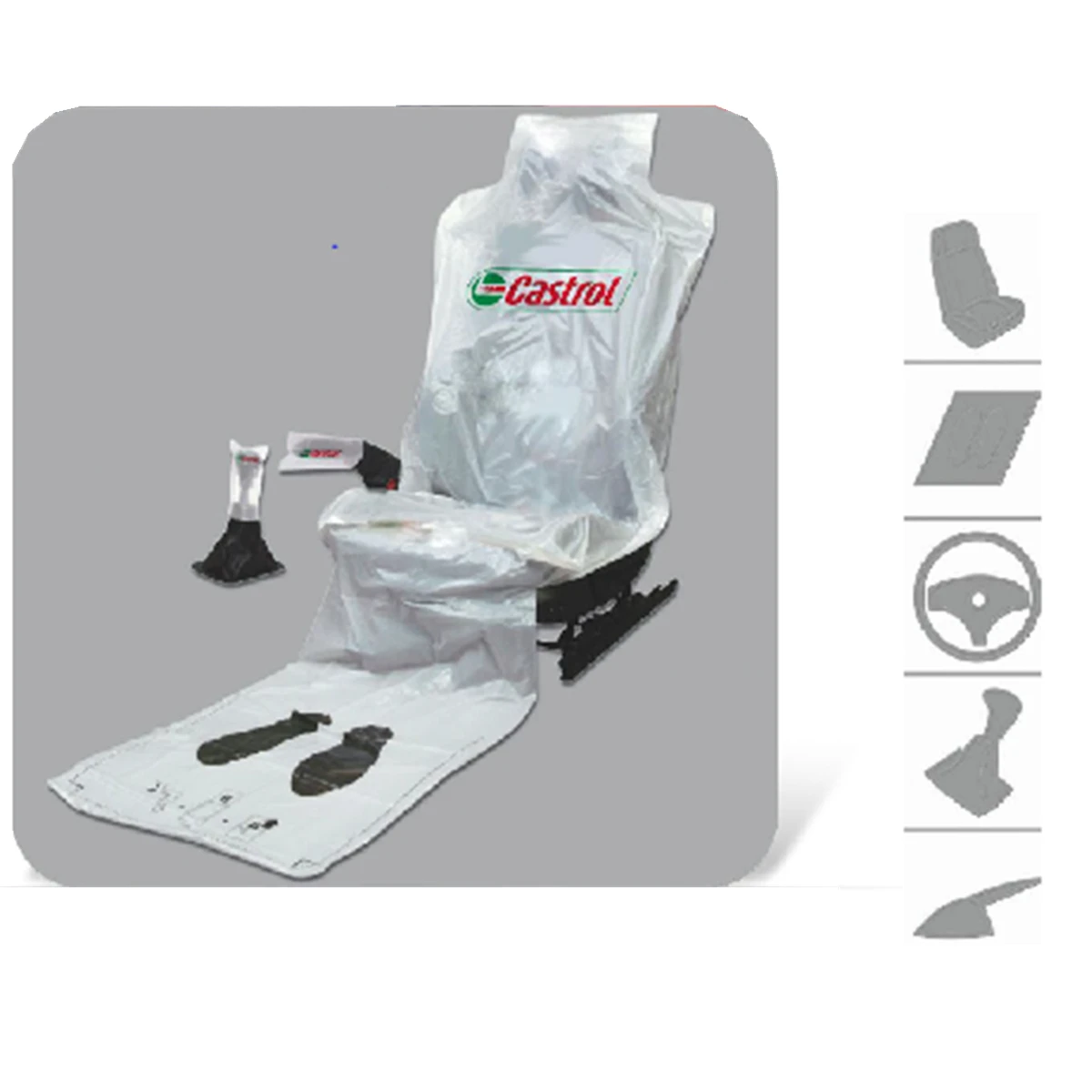 5 in1Wholesale supplier  LDPE transparent white clear plastic seat cover for cars disposable covers forcars steering wheel cover