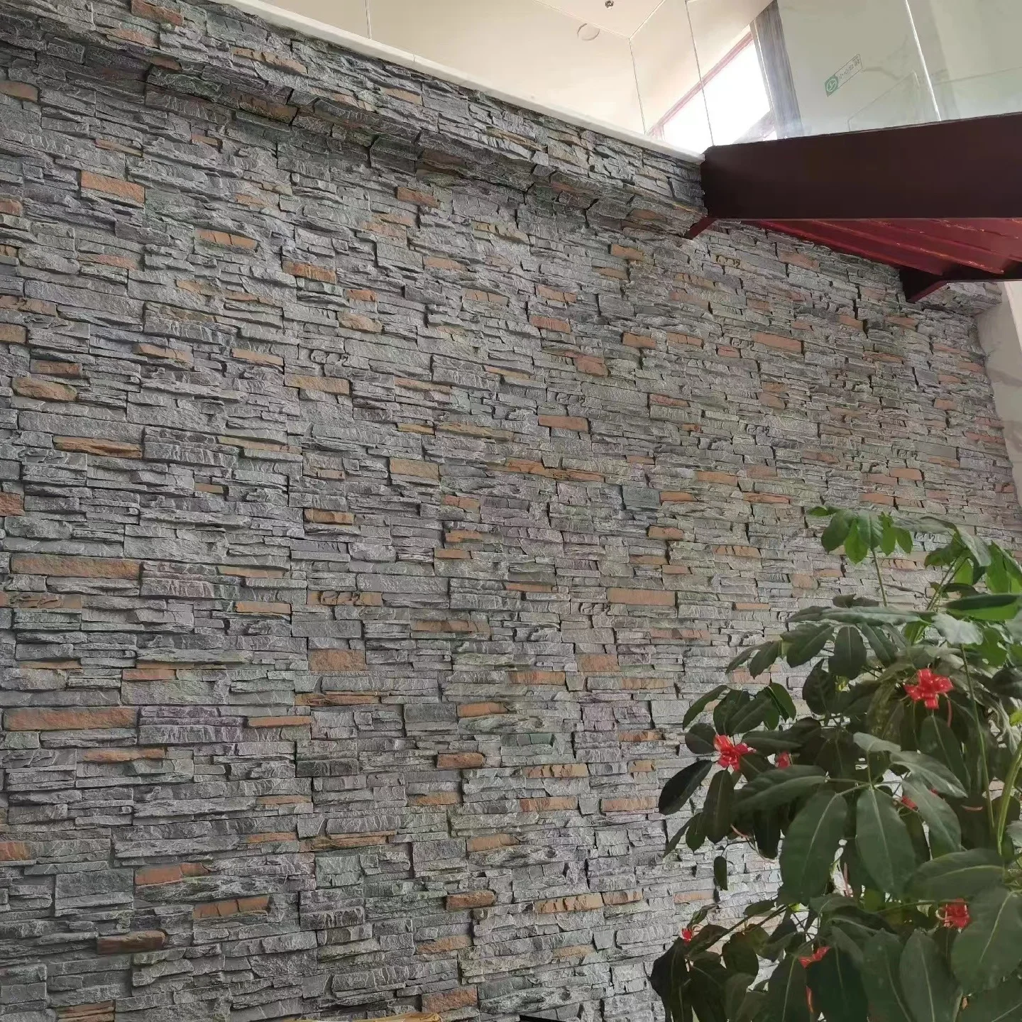 NEU PU Stacked Stone Panel cladding siding faux rock panel white quartz wall decorative stone for wholesale Rock Wall Panel