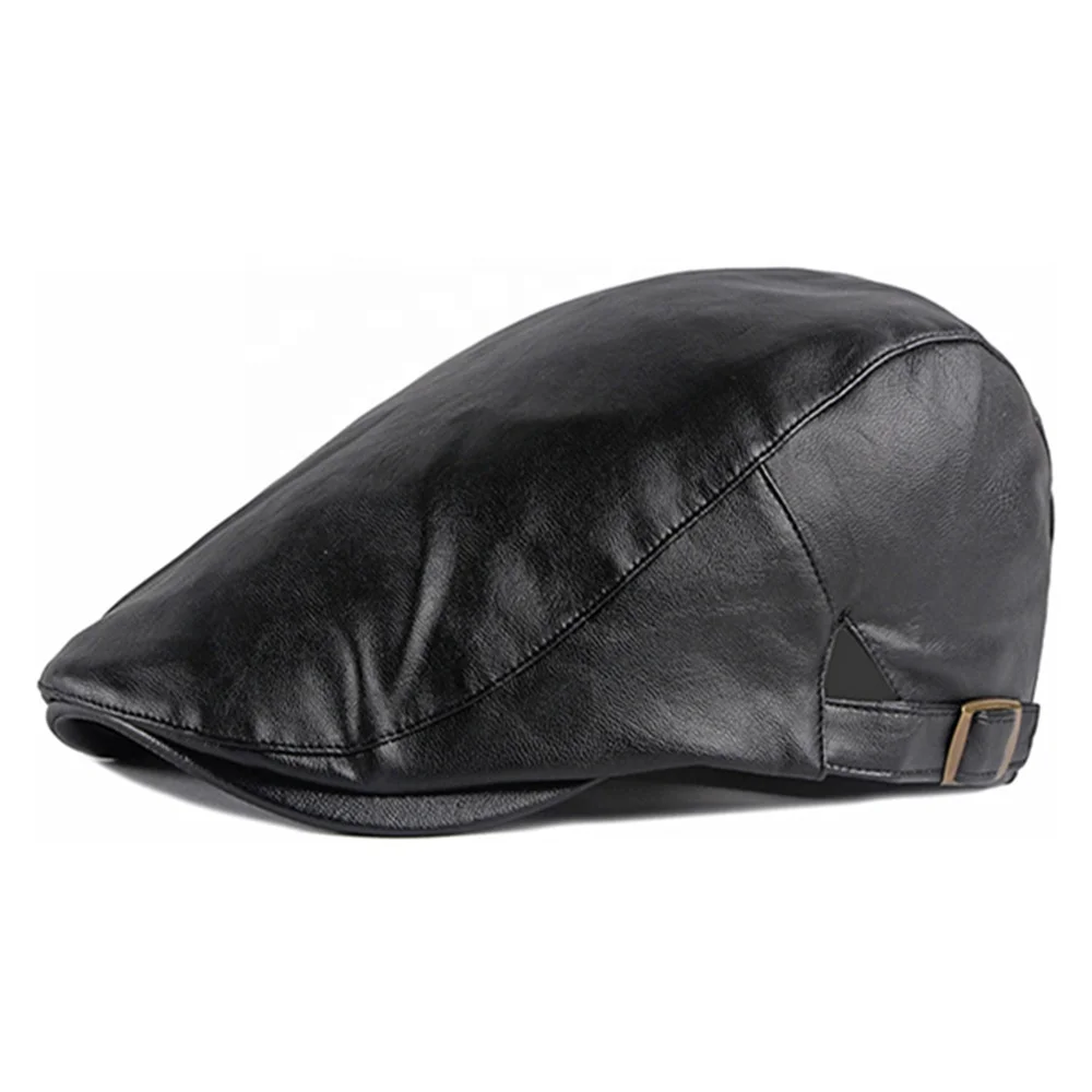 Fashion High Quality Unisex Wholesale Custom PU Leather Outdoor Warm Beret Cap Winter Ivy Hat