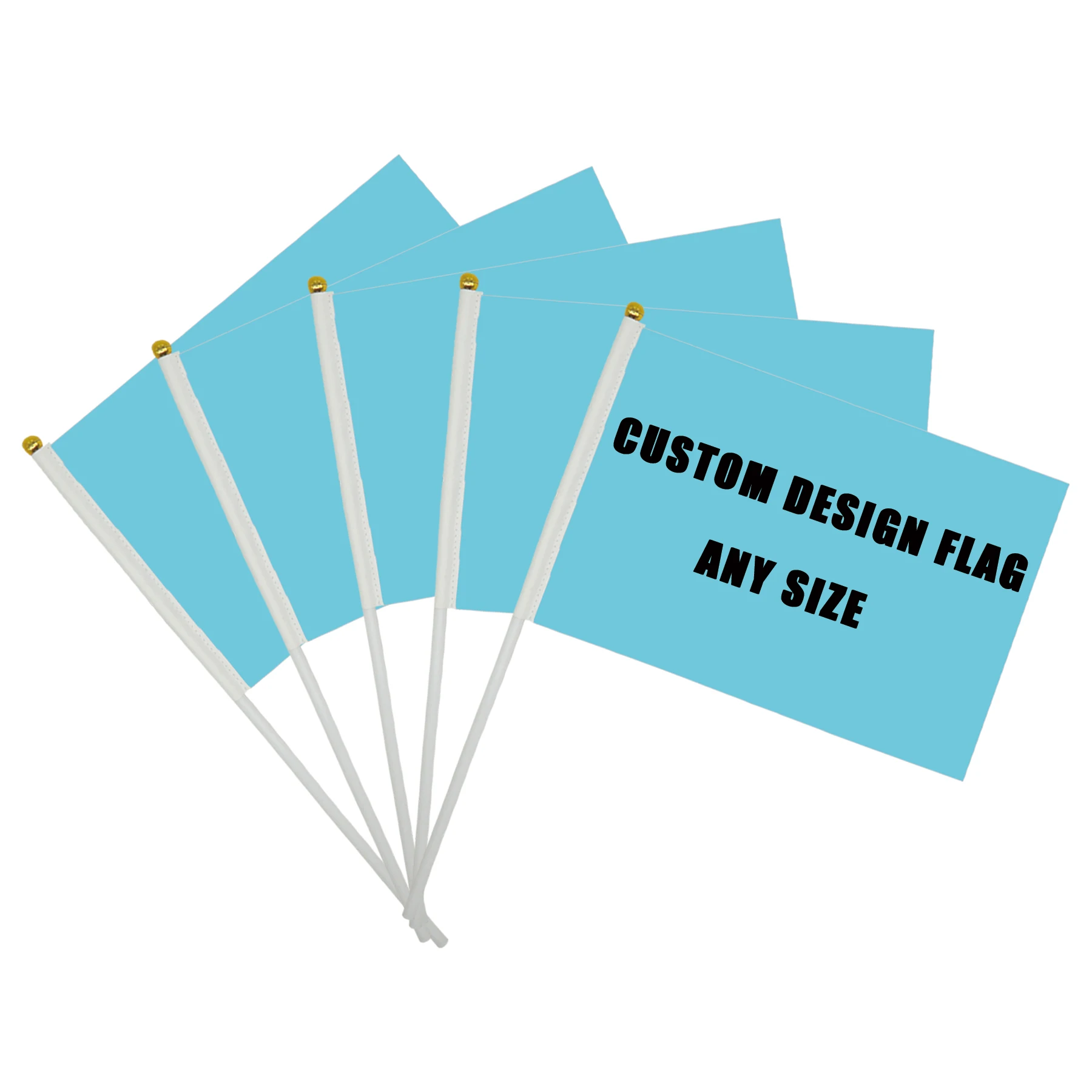 Custom Hand Waving Stick Flags with wood poles