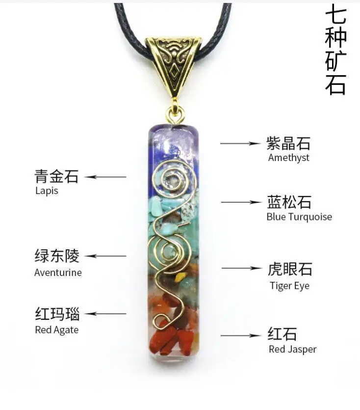 7 Chakra Energy Pendant Orgonite Necklace Rainbow Crystal Pendant Yoga Meditation Necklace Resin Jewelry For Women Men