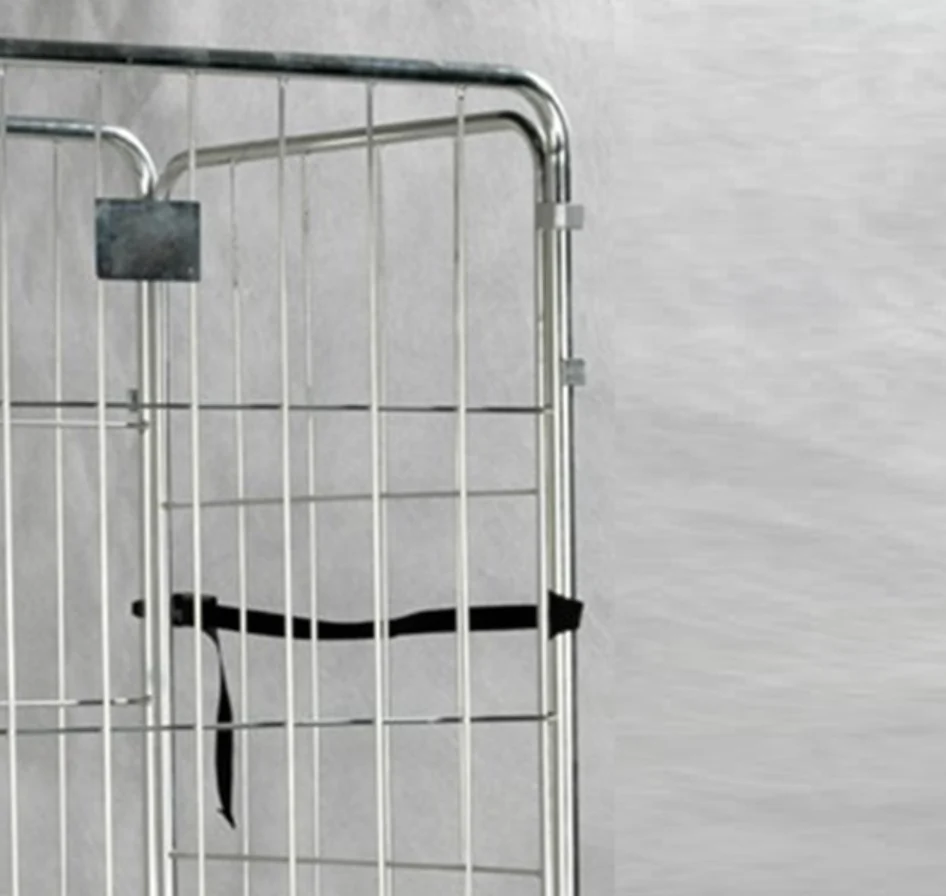 Transport Welded Wire Mesh Rolling Trolley Cart 4 Sides Secu With Low Price