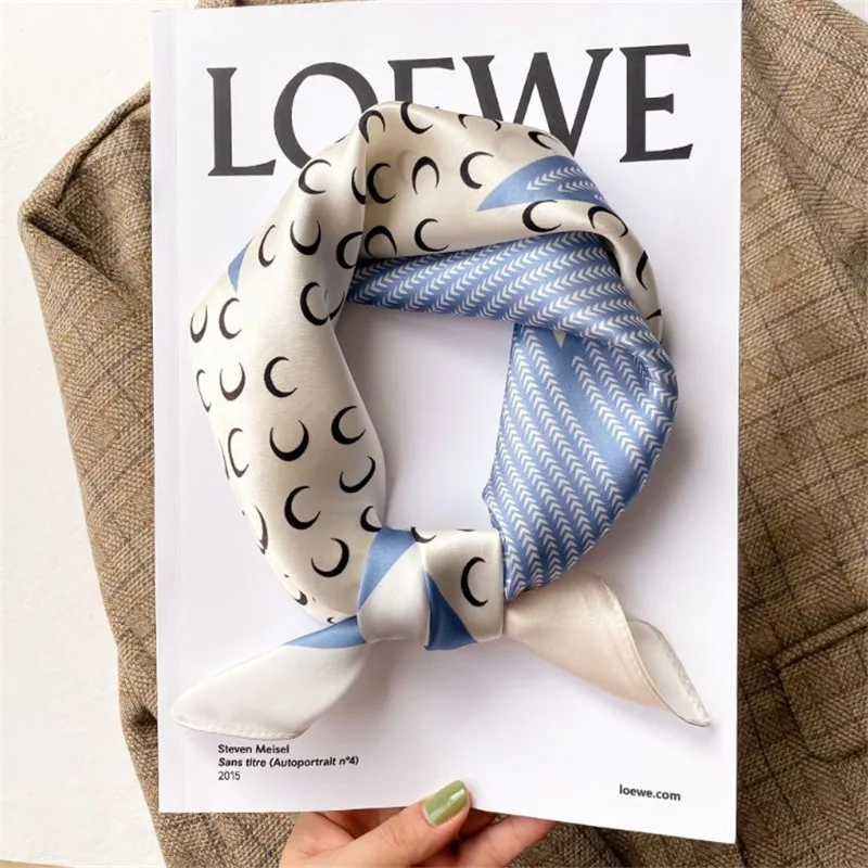 Элегантная Женская повязка на голову в Корейском стиле атласная узкая повязка для волос маленький женский квадратный шарф из 100% чистого шелка