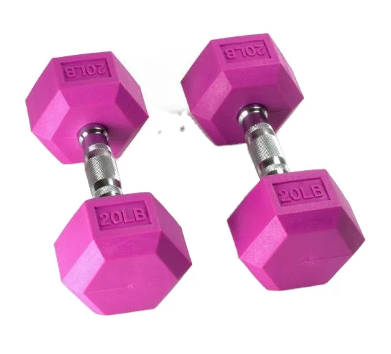 gym equipment colorful rubber Hex Dumbbell set