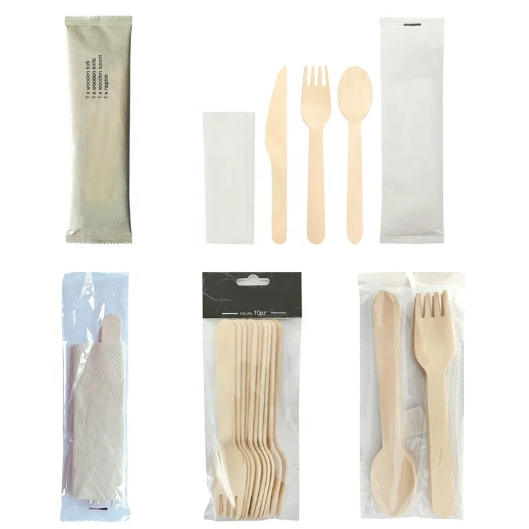
China wood factory bulk production small package wood cutlery 