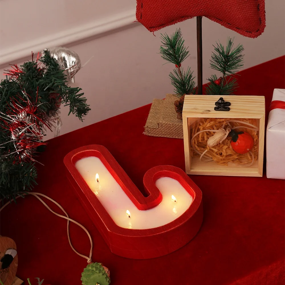 Wooden Dough Bowl Wood Hand Poured Soy Wax Candle, Farmhouse Long Dough Bowl Candles 3 Wood Wick aromatherapy candle