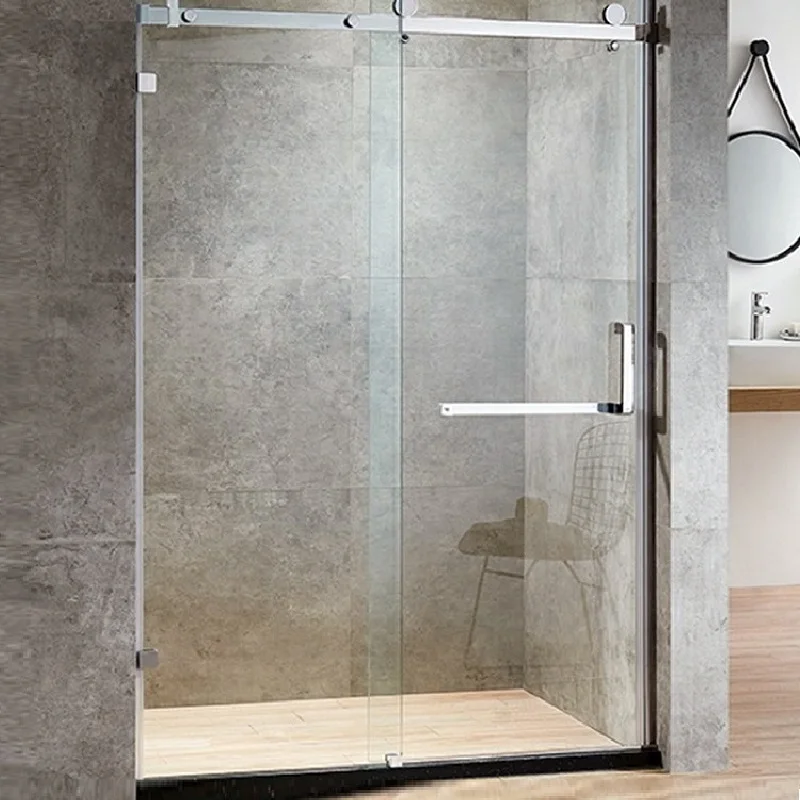 Waterproof Tempered Glass Sliding Door Bathroom Shower Room Walk In Corrosion Resistant Square Frameless Shower Door