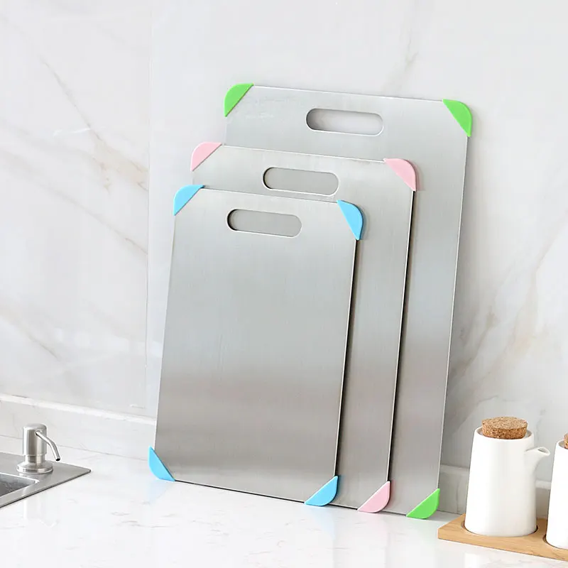New Arrival  Non Stick Stainless Steel Cutting Board Silicone Wrap Angle Non Slip Single Wall Double Side Use Cutting Board