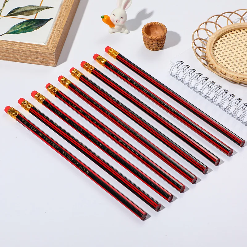Triangle  Rod HB Pencil  Wooden Lead Pencils With Eraser Drawing Pencils for School Writing Stationery
