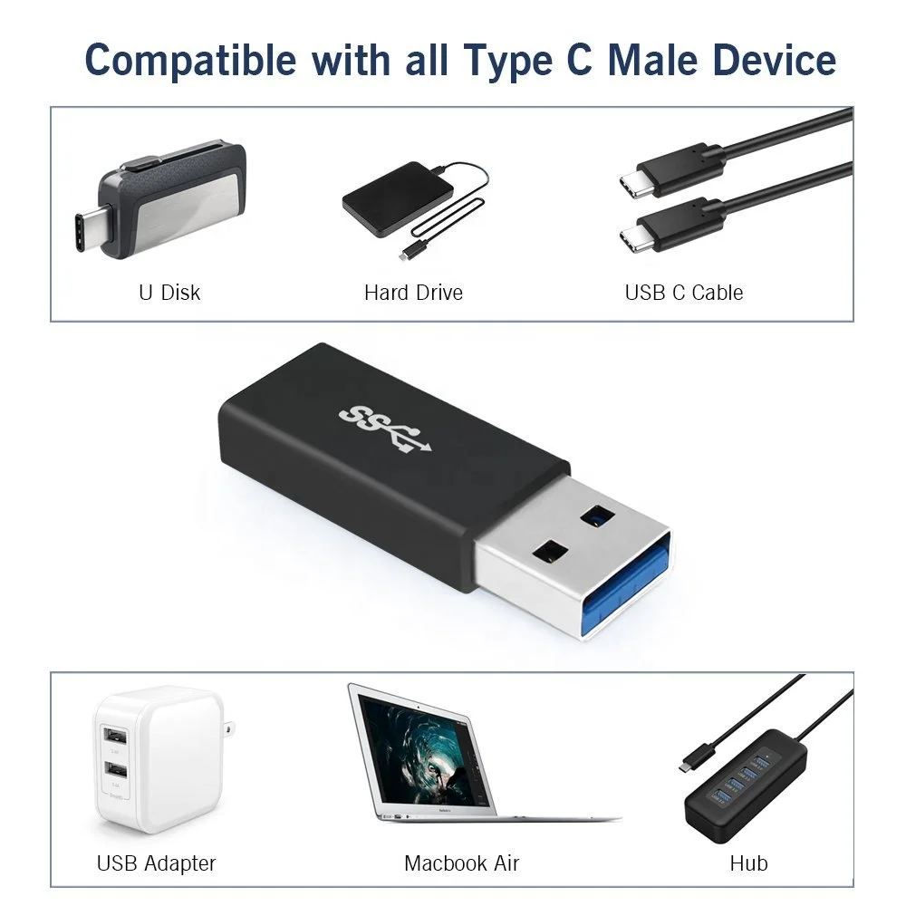 USB-C Female AM-CF USB3.1 10Gbps USB 3.0 Type A Male to 3.1 Converter