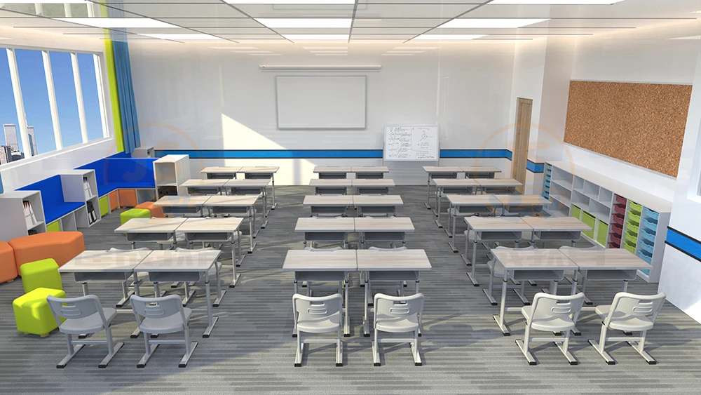 New product mechanical adjustment Simple and comfortable school classroom desk and chair set HY-0336