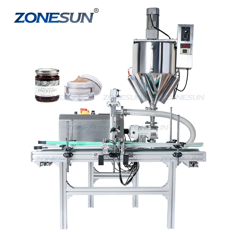 ZONESUN ZS-DTGT900M Automatic Cosmetic Shoe Polish Face Cream Paste Heating Mixing Rotor Pump Filling Machine