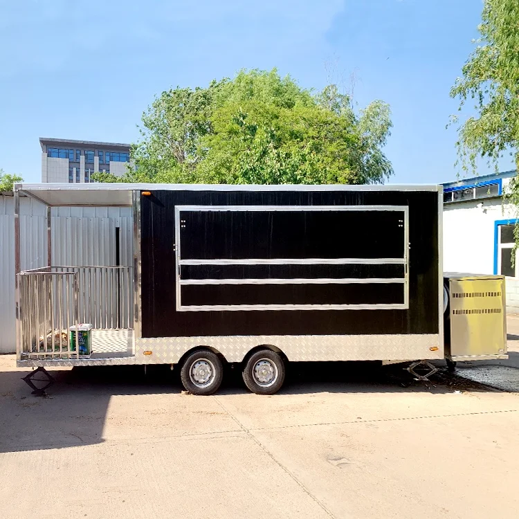 American Standard Mobile Street Fast Vending Carts Fiberglass Concession Truck Used Car Van Food Trailers with Freezer For Sale